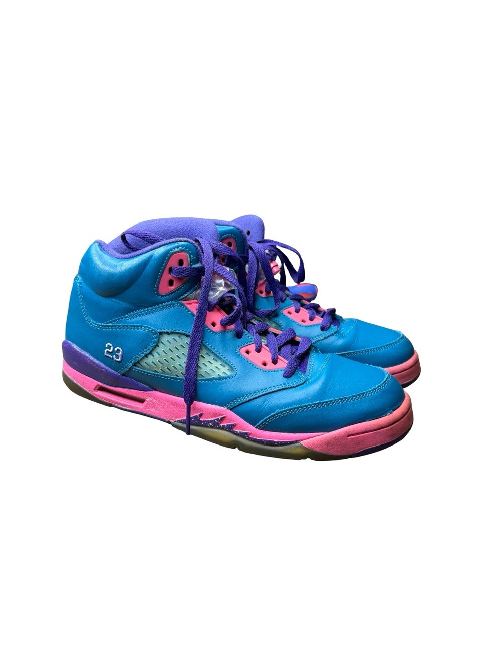 💙 Air Jordan 5 Retro Tropical Teal GS Youth‎ 7Y Pink Purple Sneakers 💜